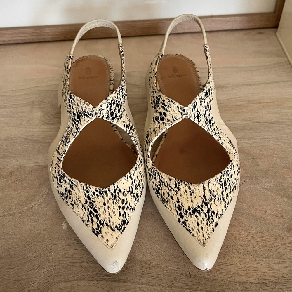 Anthropologie bill blass skyla snakeskin slingback flats 6